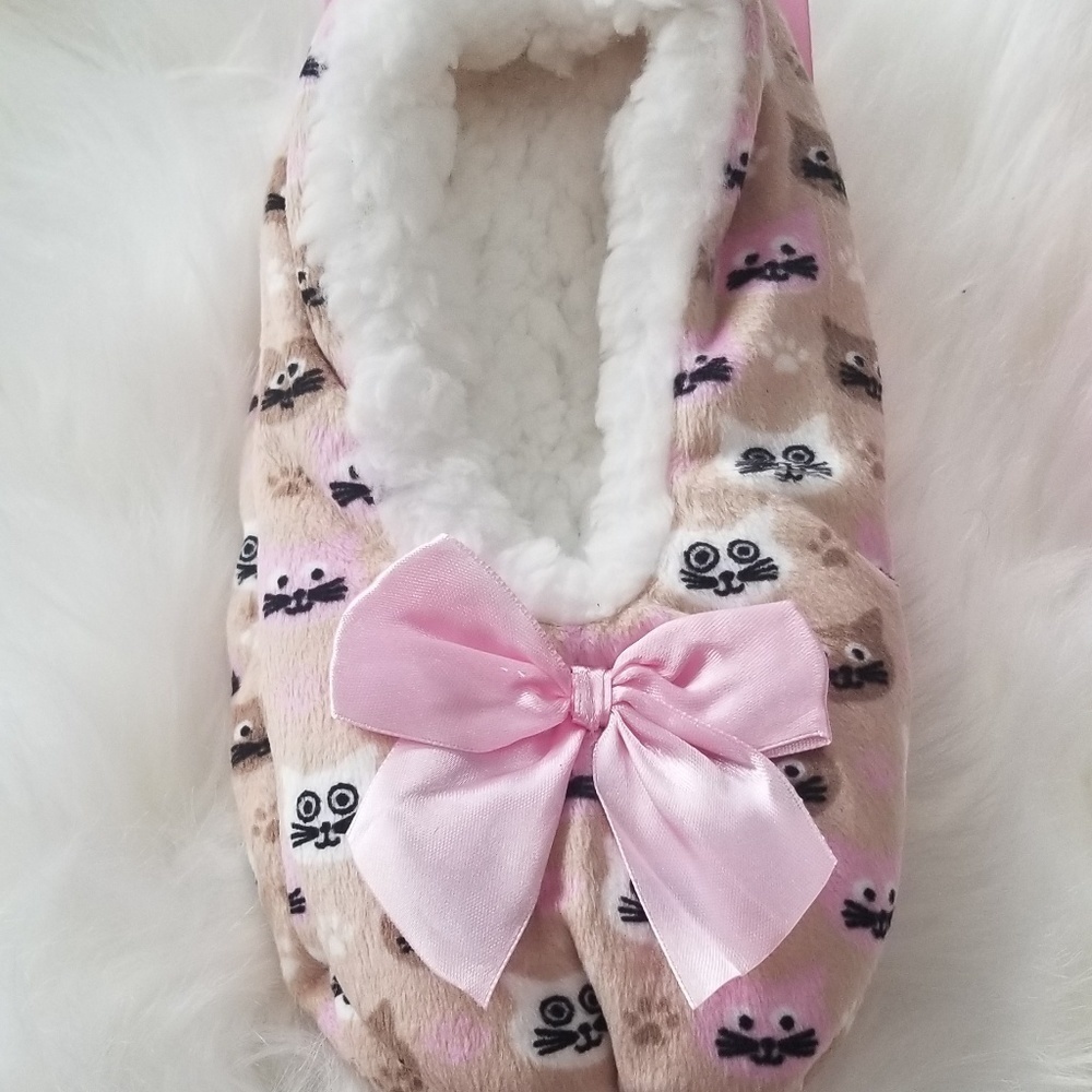 Tan cat slippers
